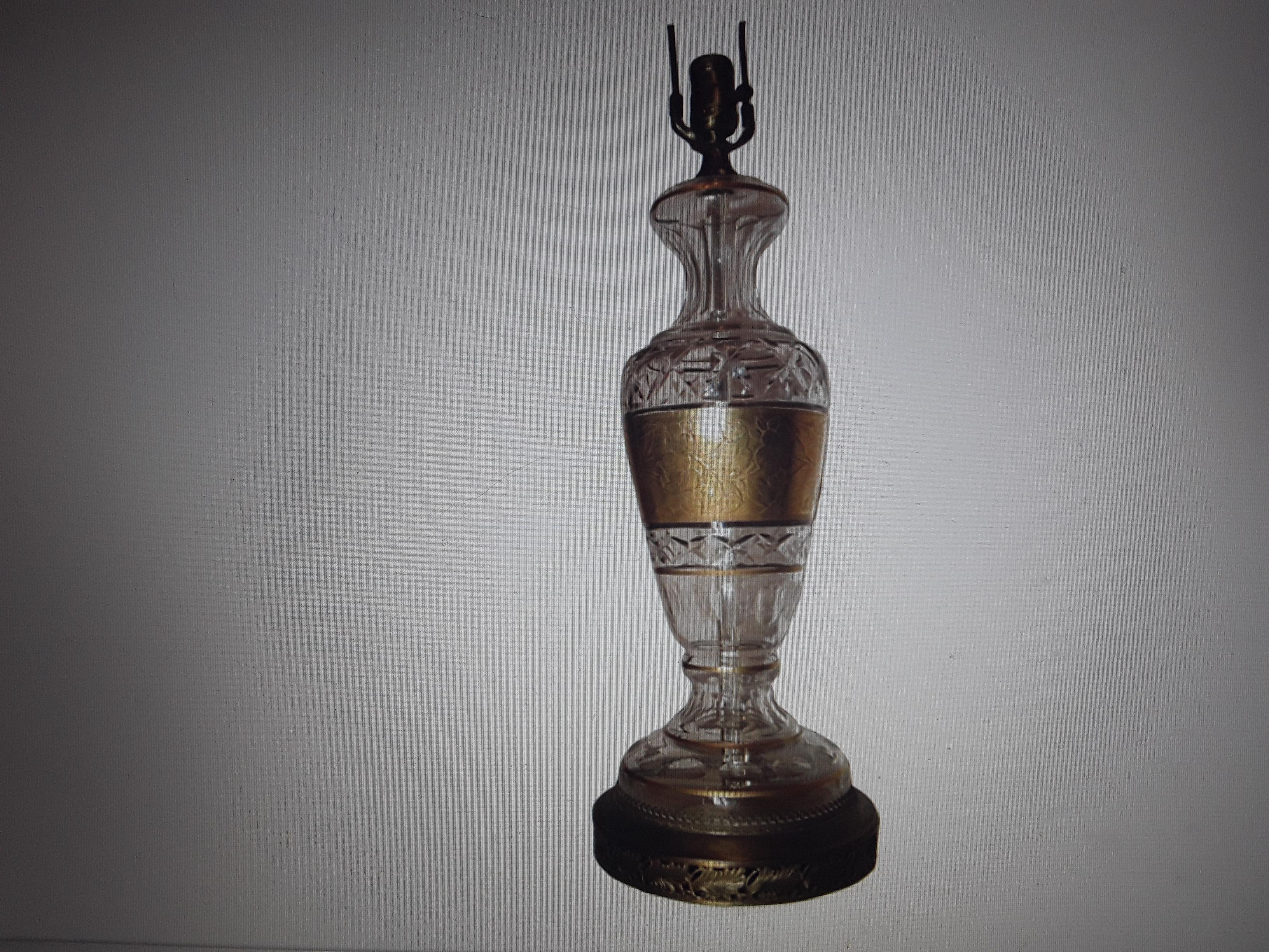1920s Austrian Art Deco Crystalw/Gold Floral Band Table Lamp attr Josef Hoffmann For Sale 10