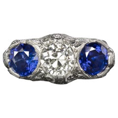 1920's Authentic Vintage Old Euoropean Blue sapphire ring