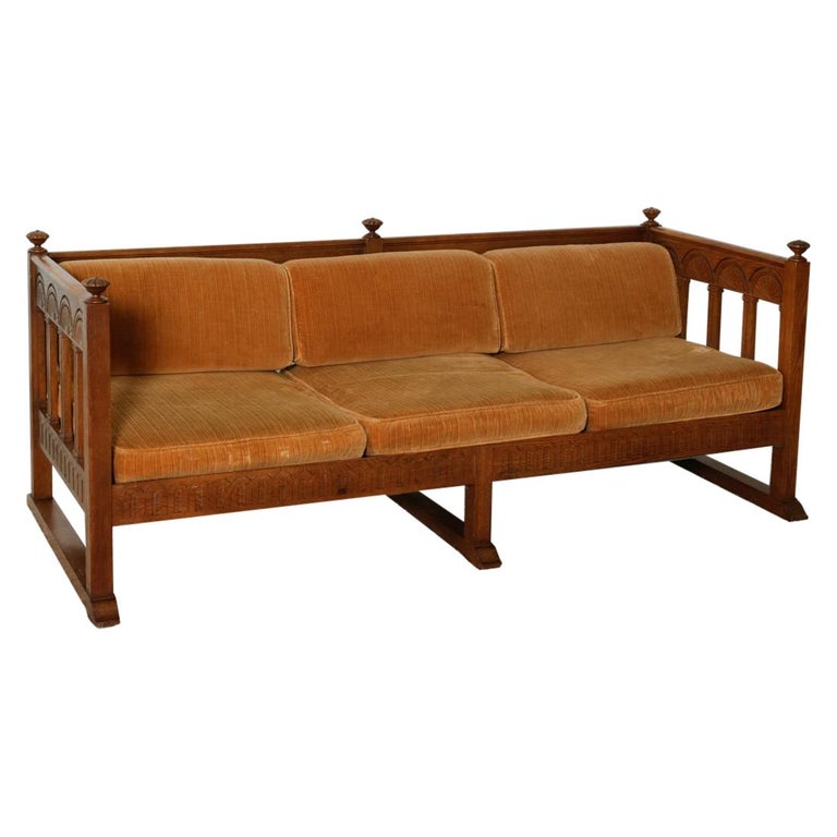 Sofa Solid Wood 47 For On 1stdibs, Wood Frame Sofa With Removable Cushions
