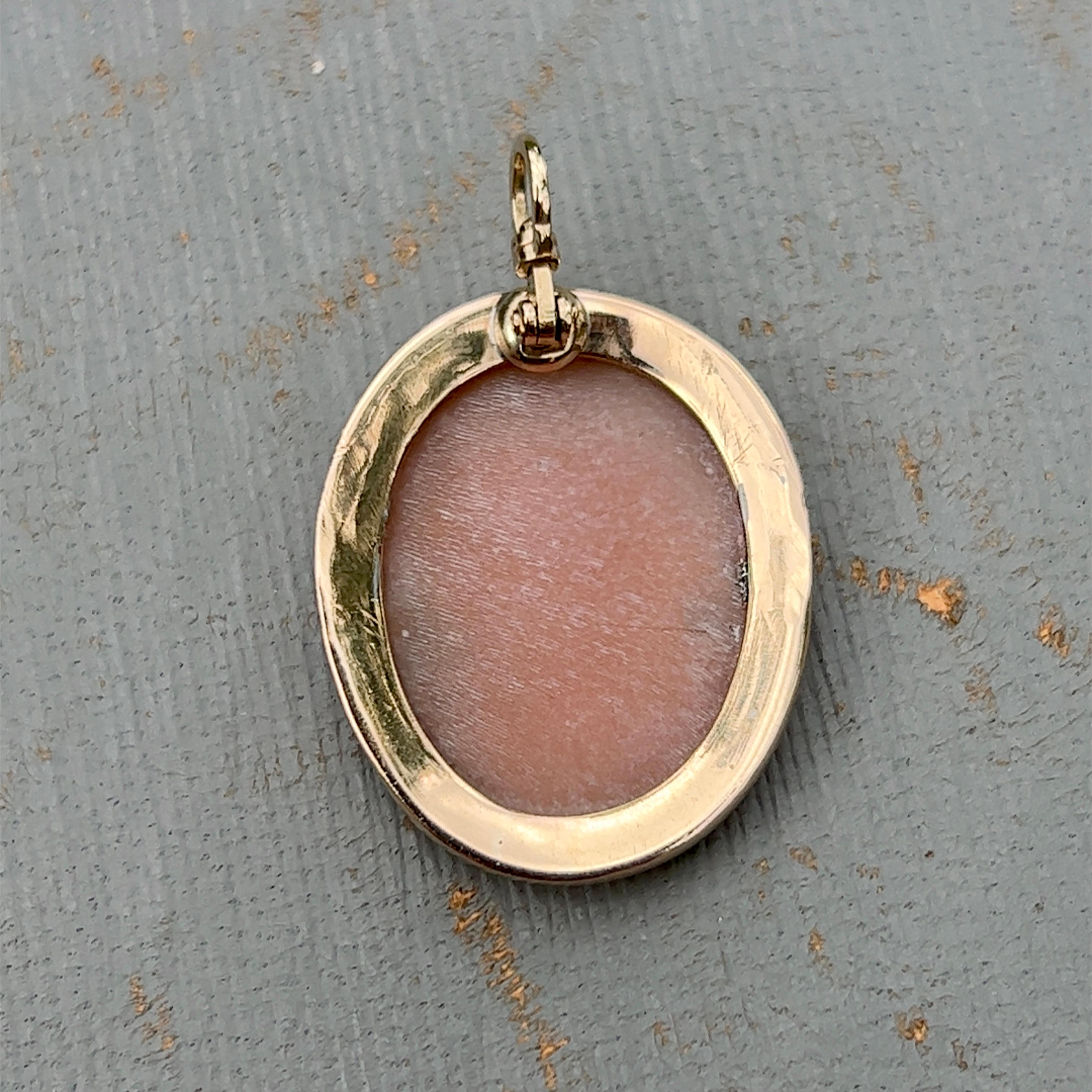 1920s Bacchus Cameo Pendant in 14K Yellow Gold 1