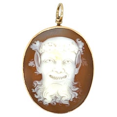 1920s Bacchus Cameo Pendant in 14K Yellow Gold