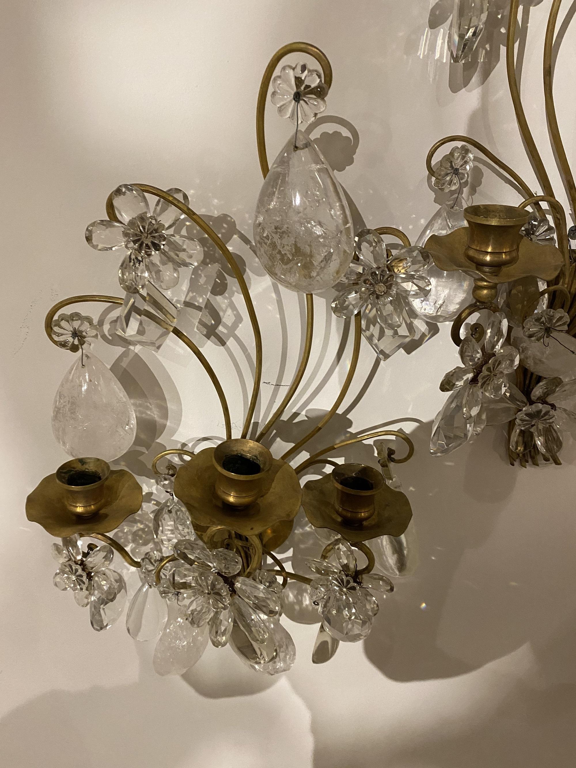 Other 1920s Bagues Sconces with Rock Crystals