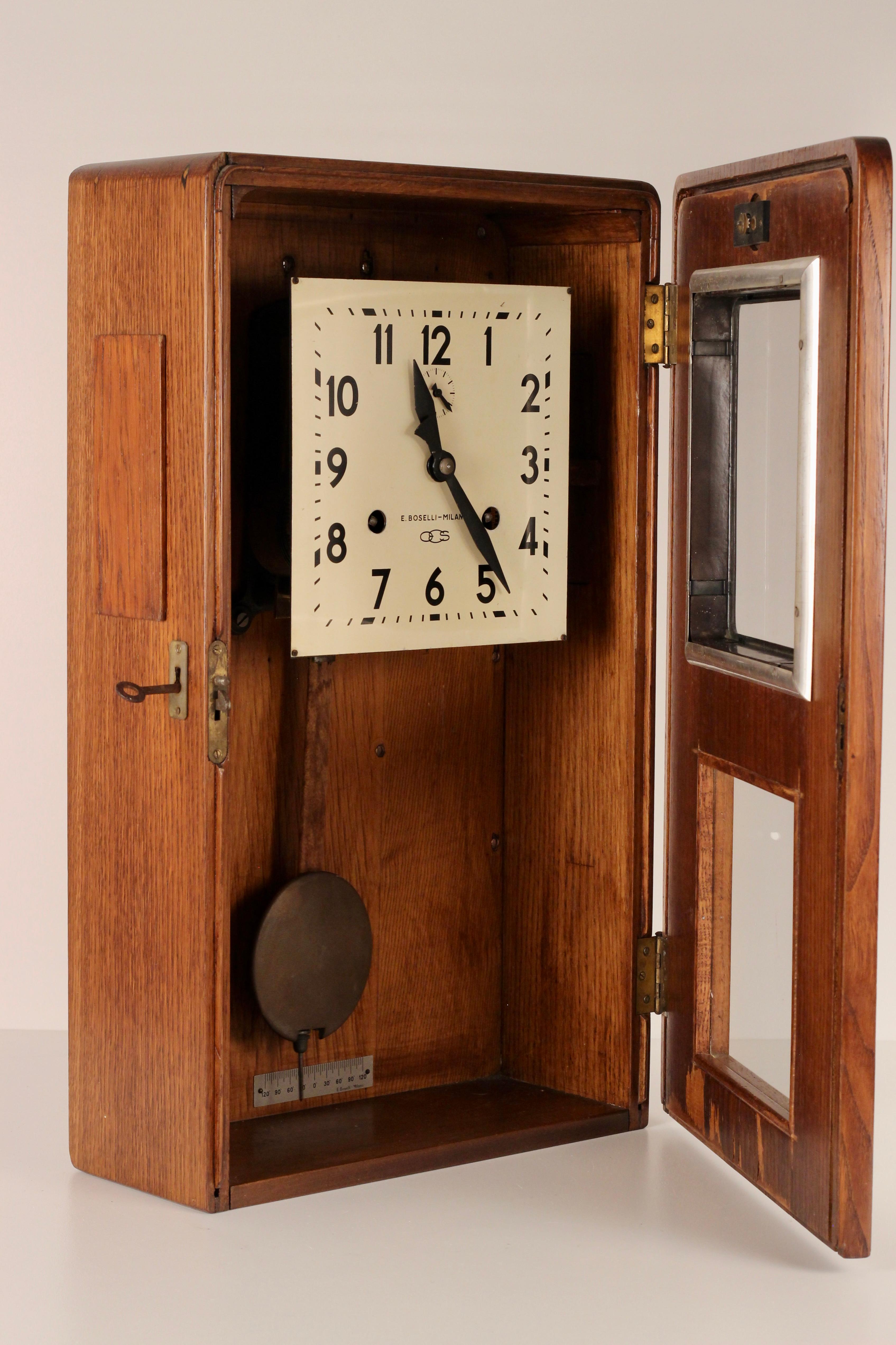 Glass 1920’s Bakelite Italian Railway Station Wall Clock from the Italian Riviera For Sale