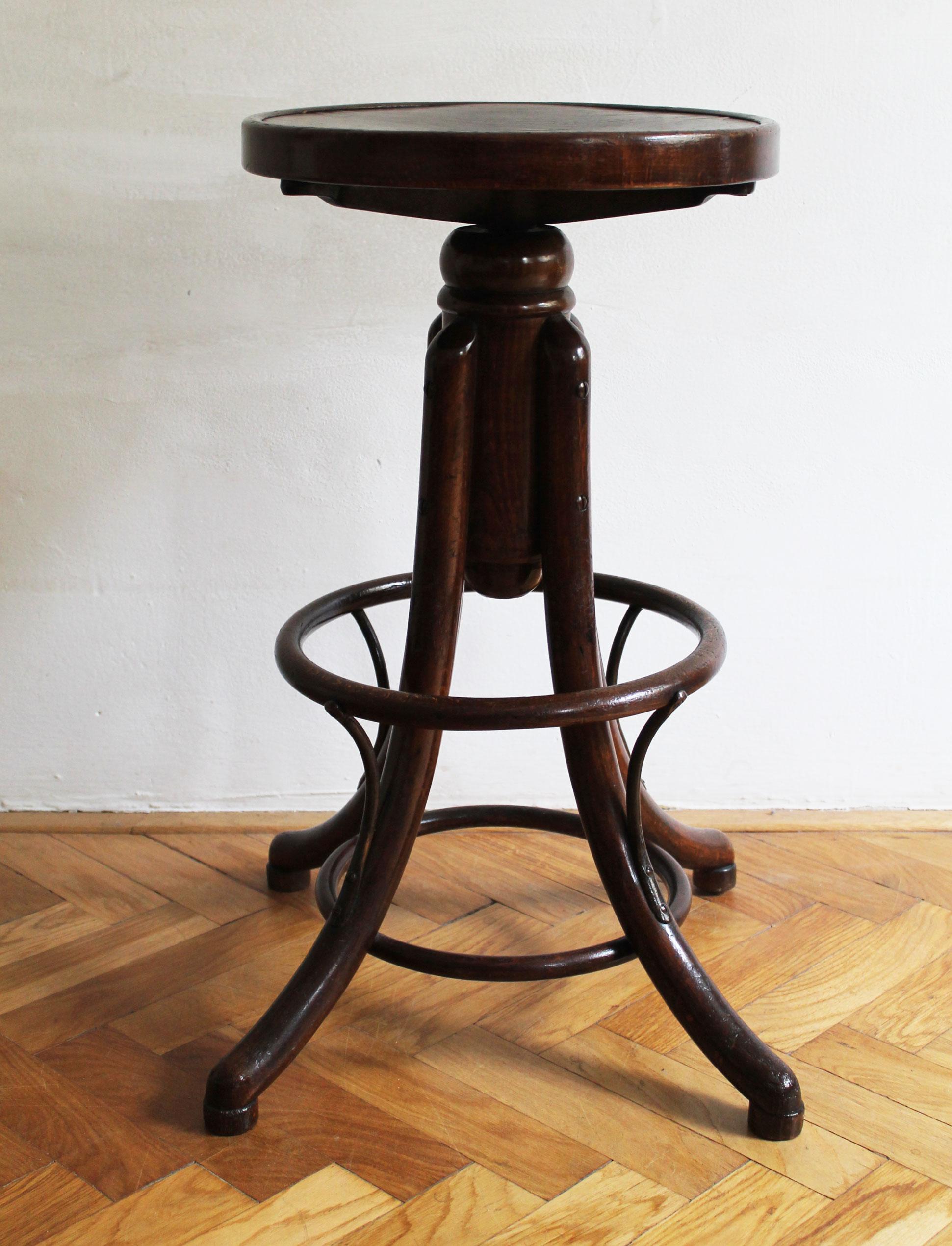 Belle Époque 1920's Bar Swivel Stool by Thonet For Sale