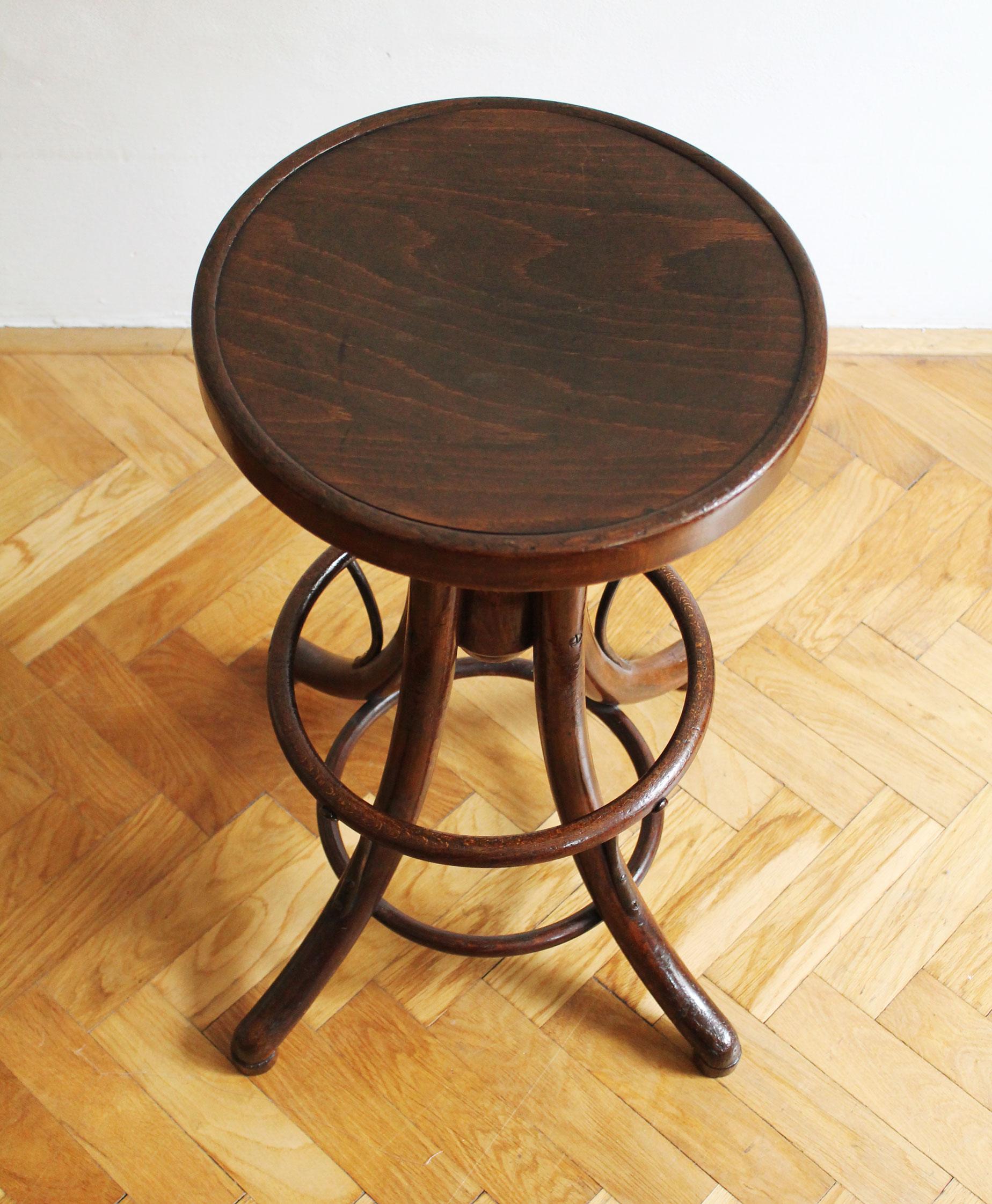 Czech 1920's Bar Swivel Stool by Thonet For Sale