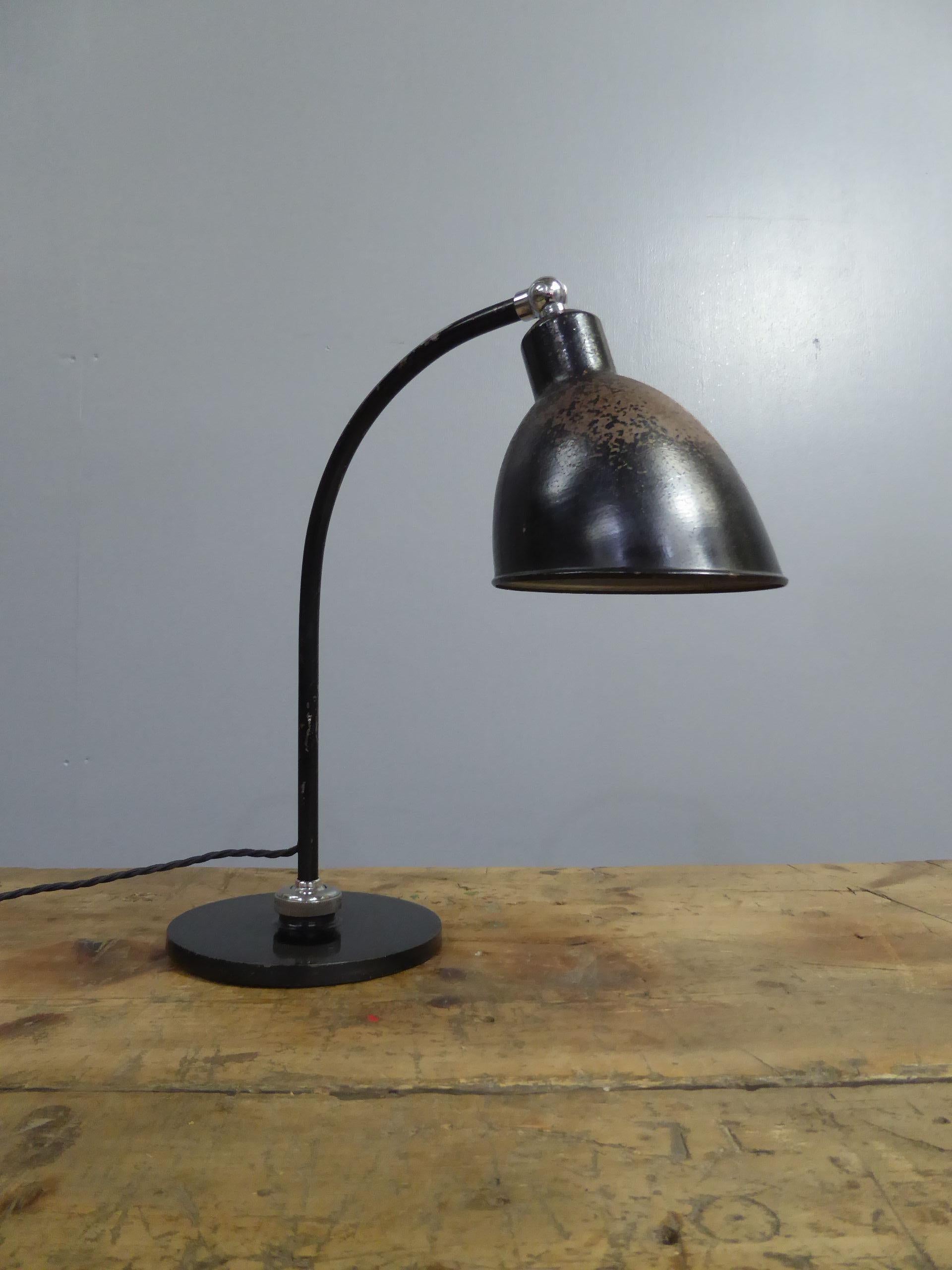 1920's Bauhaus Desk Lamp by Christian Dell for Bunte & Remmler In Good Condition In Downham Market, GB