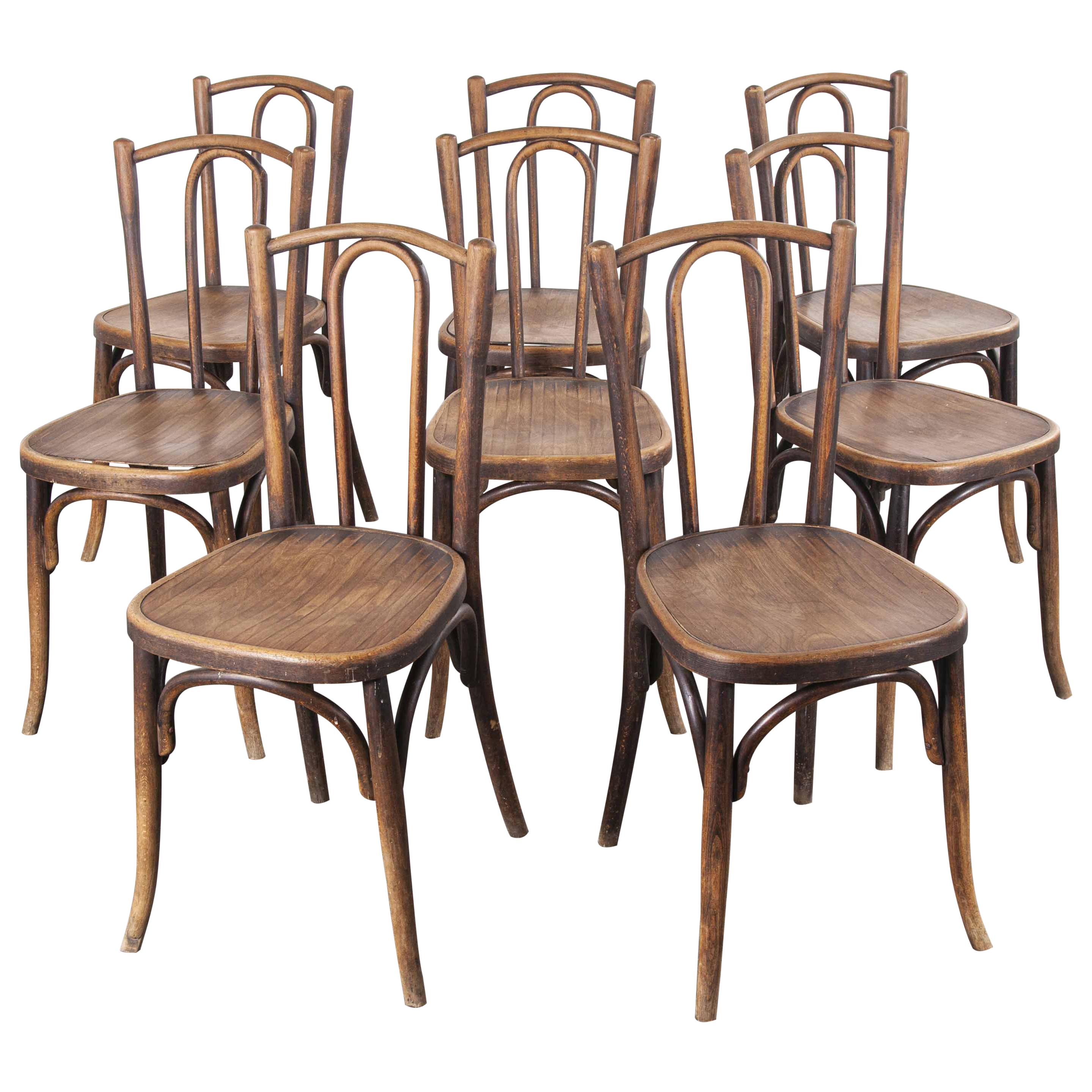 1920s Baumann Bentwood Bistro Dining Chair, Maison Rouget, Set of Eight