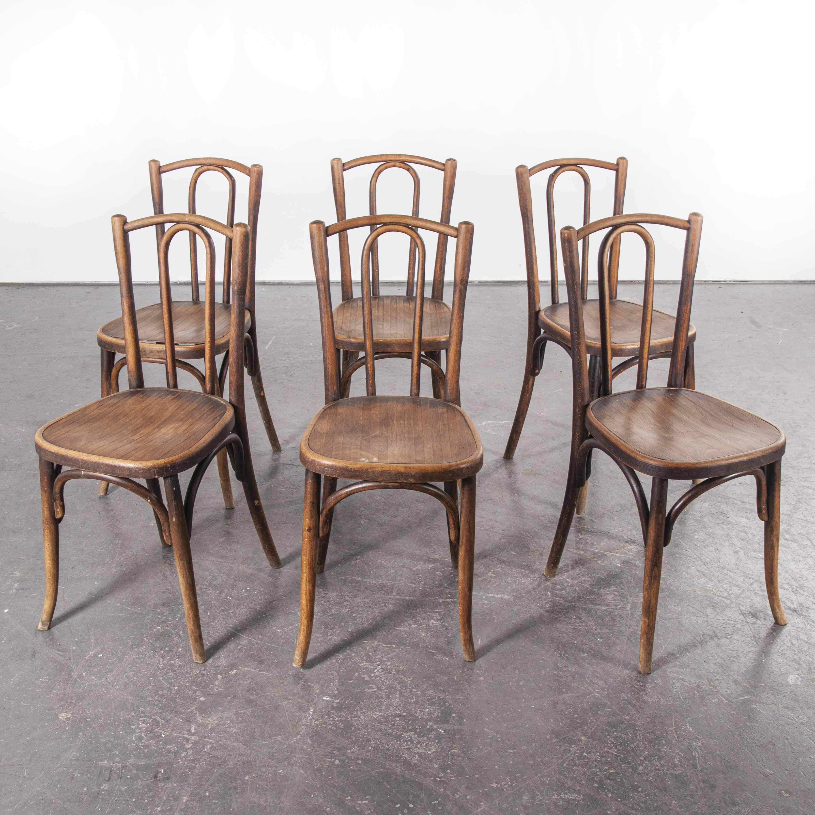 1920s Baumann Bentwood Bistro Dining Chair, Maison Rouget, Set of Six In Good Condition In Hook, Hampshire