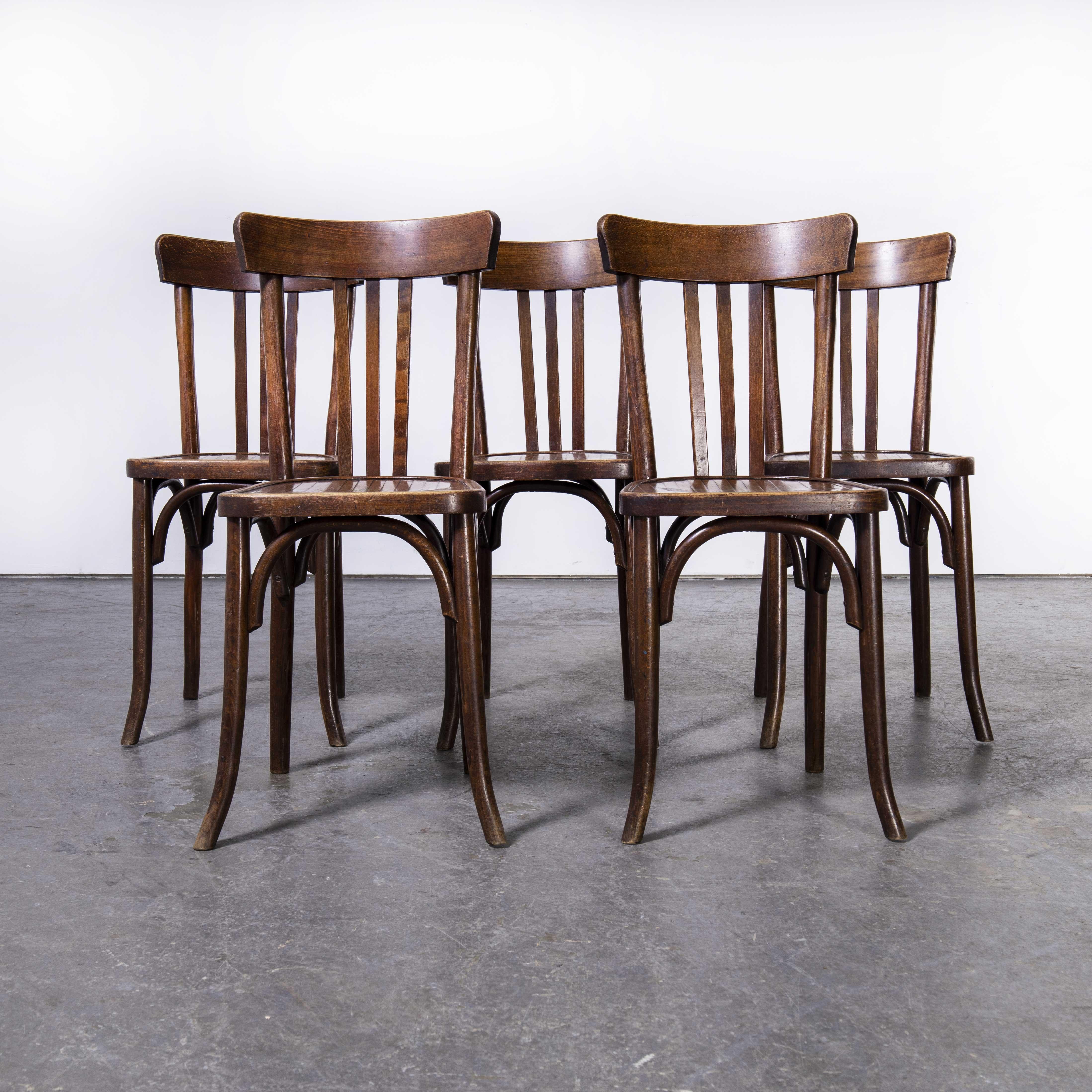 1920's Baumann Bentwood Three Slat Dining Chairs, Set of Five 2