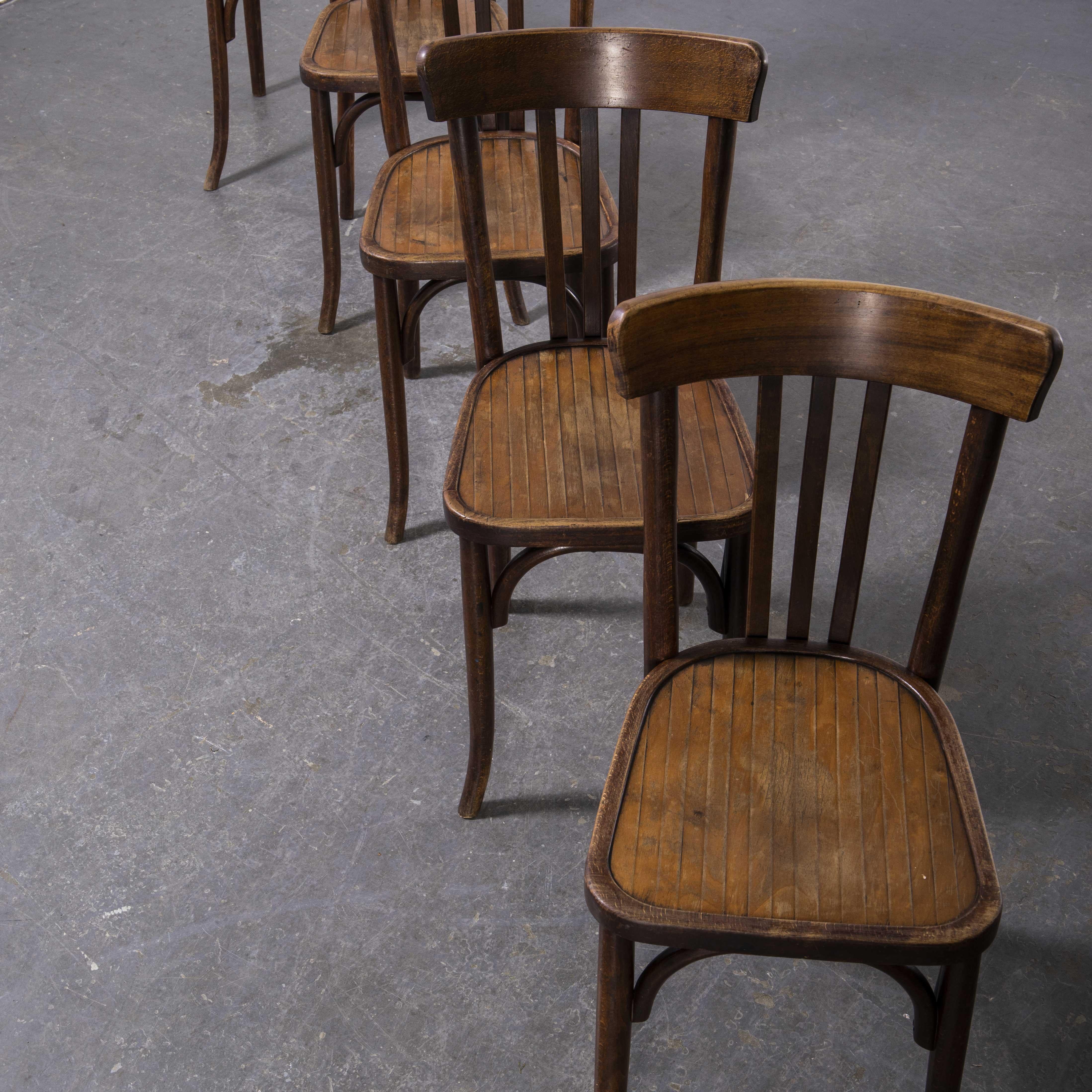 1920's Baumann Bentwood Three Slat Dining Chairs, Set of Five 3