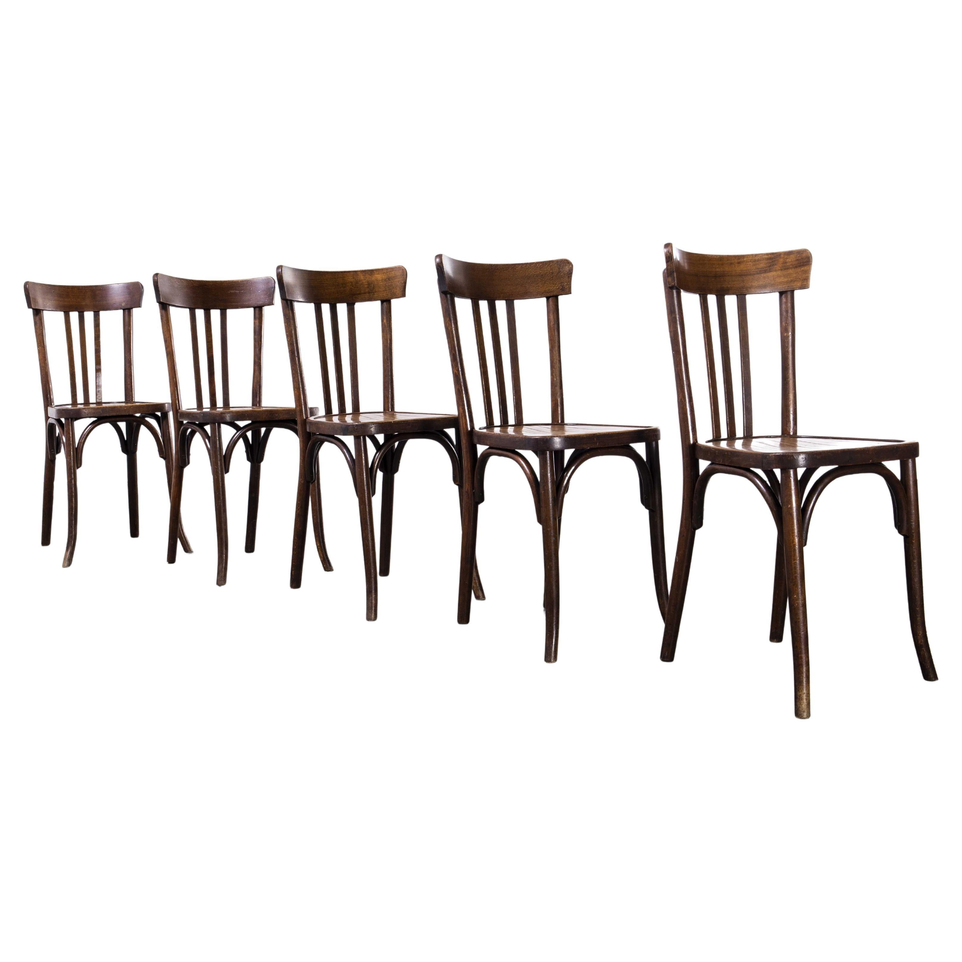 1920's Baumann Bentwood Three Slat Dining Chairs, Set of Five