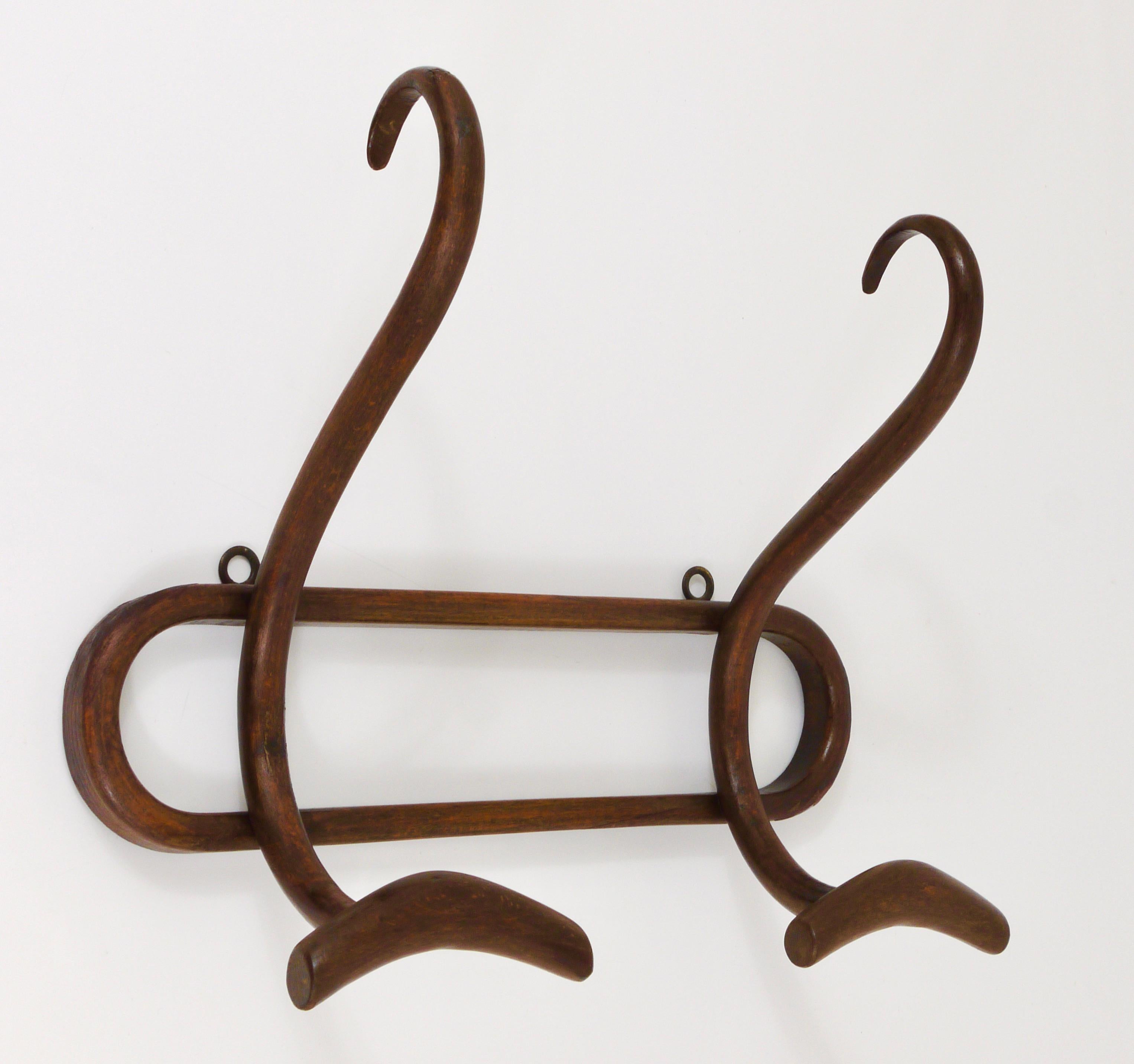 1920s Baumann France Art Nouveau Bentwood Wall Coat Rack with S Hooks In Good Condition In Vienna, AT