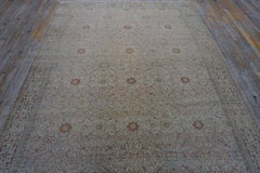 1920s Beige Ground Antique "Crisp Design Logic Knotted Wool Persian Tabriz Rug