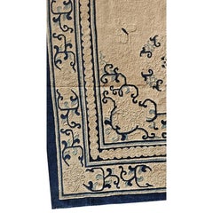 1920s Beige Ground Medallion Traditional Motif Antique Chinese Peking Wool Rug