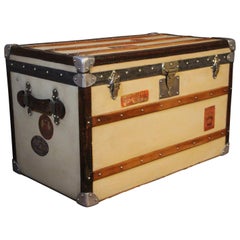 Vintage 1920s Beige Moynat Steamer Trunk