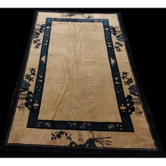 Rugs On Net Small Beige Minimalist Open Field Antique Chinese Peking Carpet Rug
