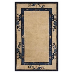 Rugs On Net Small Beige Minimalist Open Field Antique Chinese Peking Carpet Rug