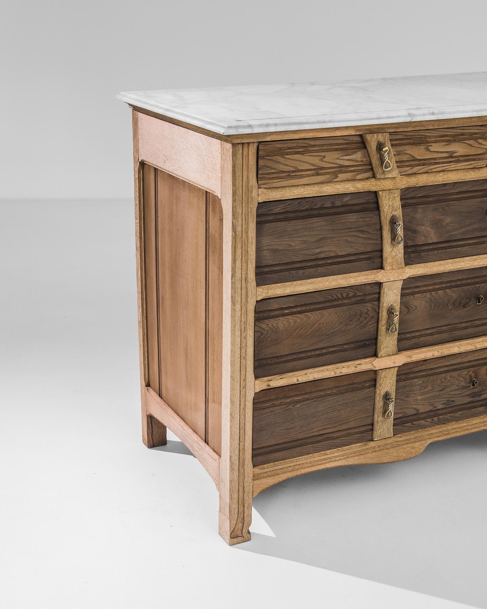 1920s Belgian Art Deco Chest of Drawers with Marble Top 1