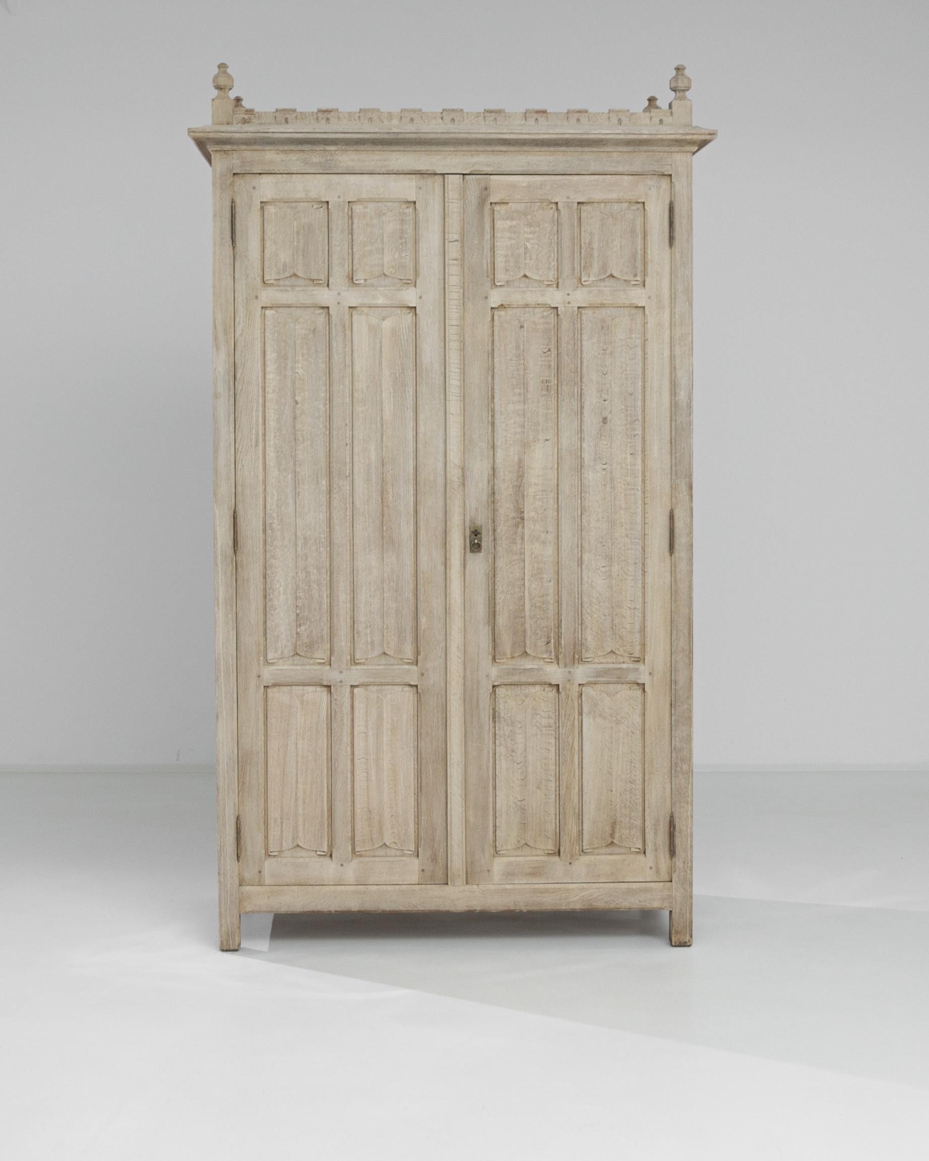 1920s Belgian Bleached Oak Cabinet 1