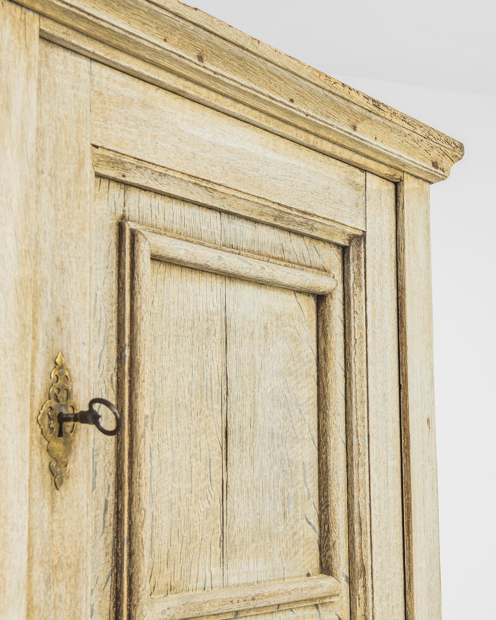 Early 20th Century 1920s Belgian Bleached Oak Secretary Cabinet