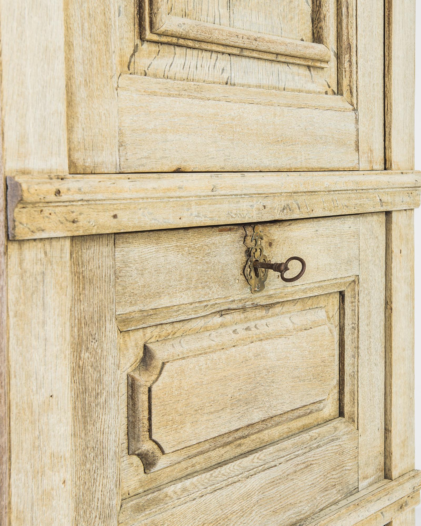 1920s Belgian Bleached Oak Secretary Cabinet 1