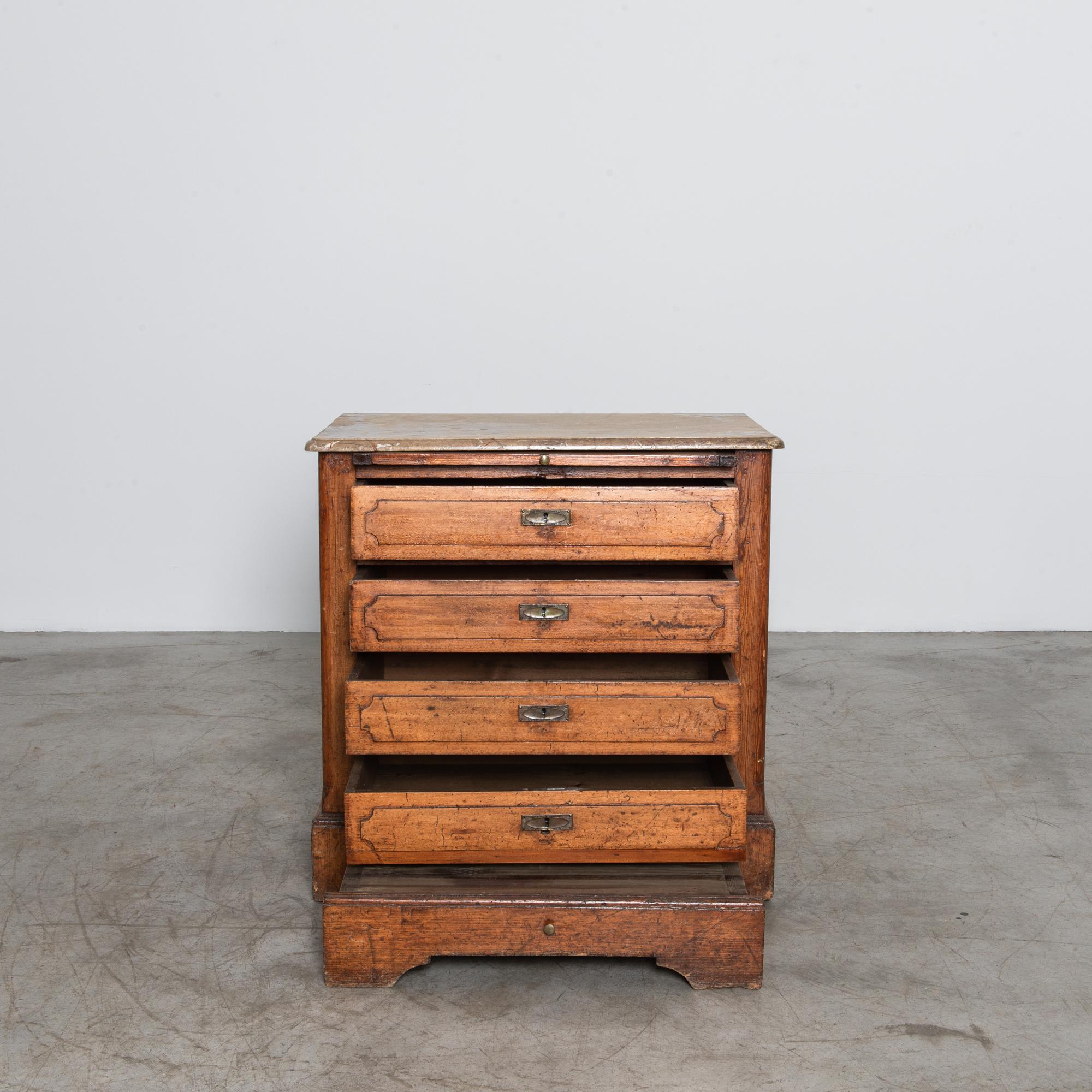 1920s Belgian Chest of Drawers with Faux Marble Patinated Top In Good Condition In High Point, NC