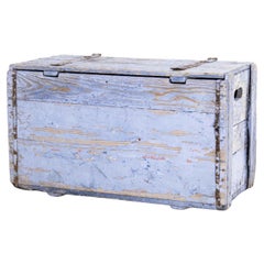 1920's Belgian Dusty Blue Hinged Crate '1513.1'