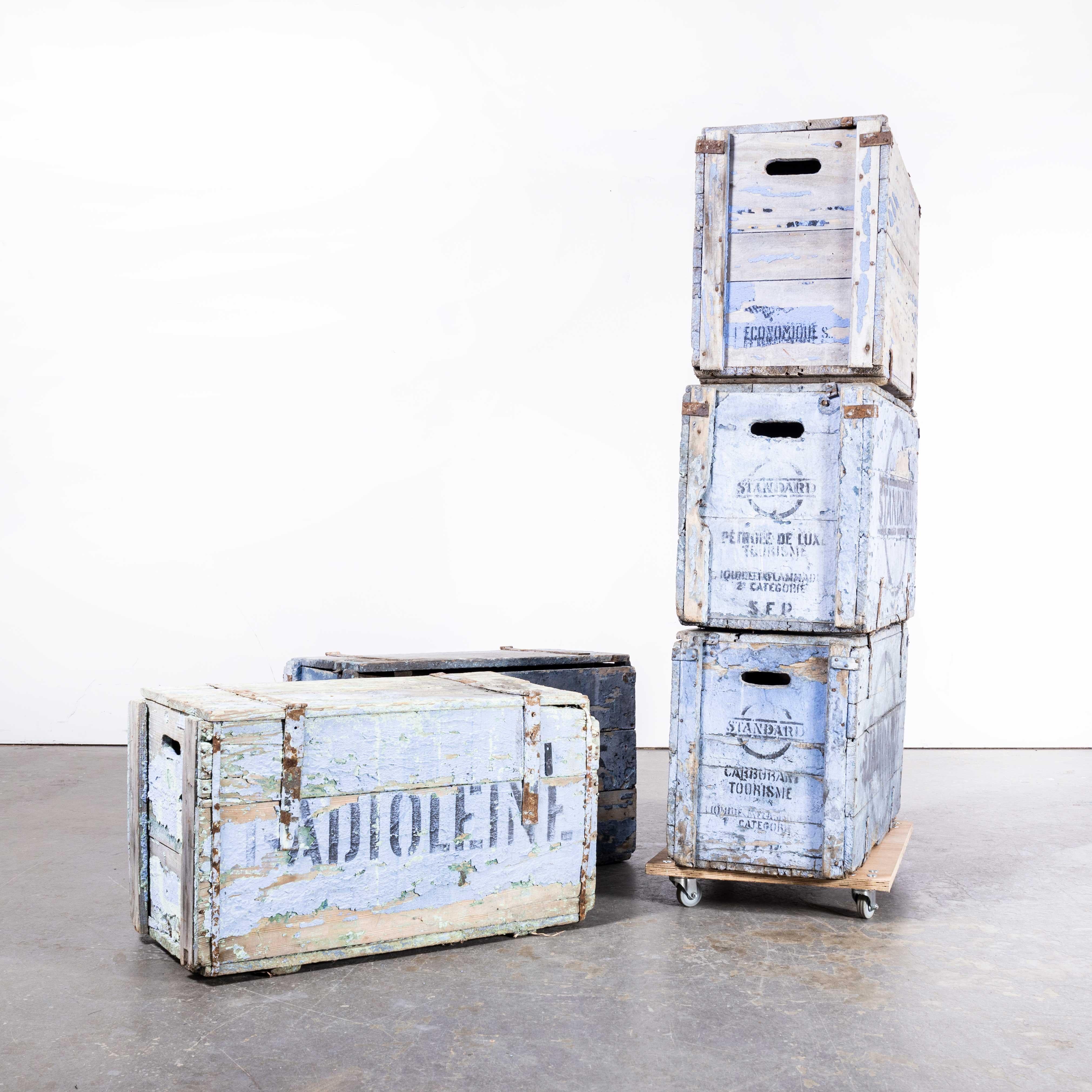 1920s Belgian Dusty Blue Hinged Crates For Sale 2