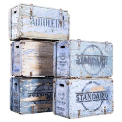 1920s Belgian Dusty Blue Hinged Crates