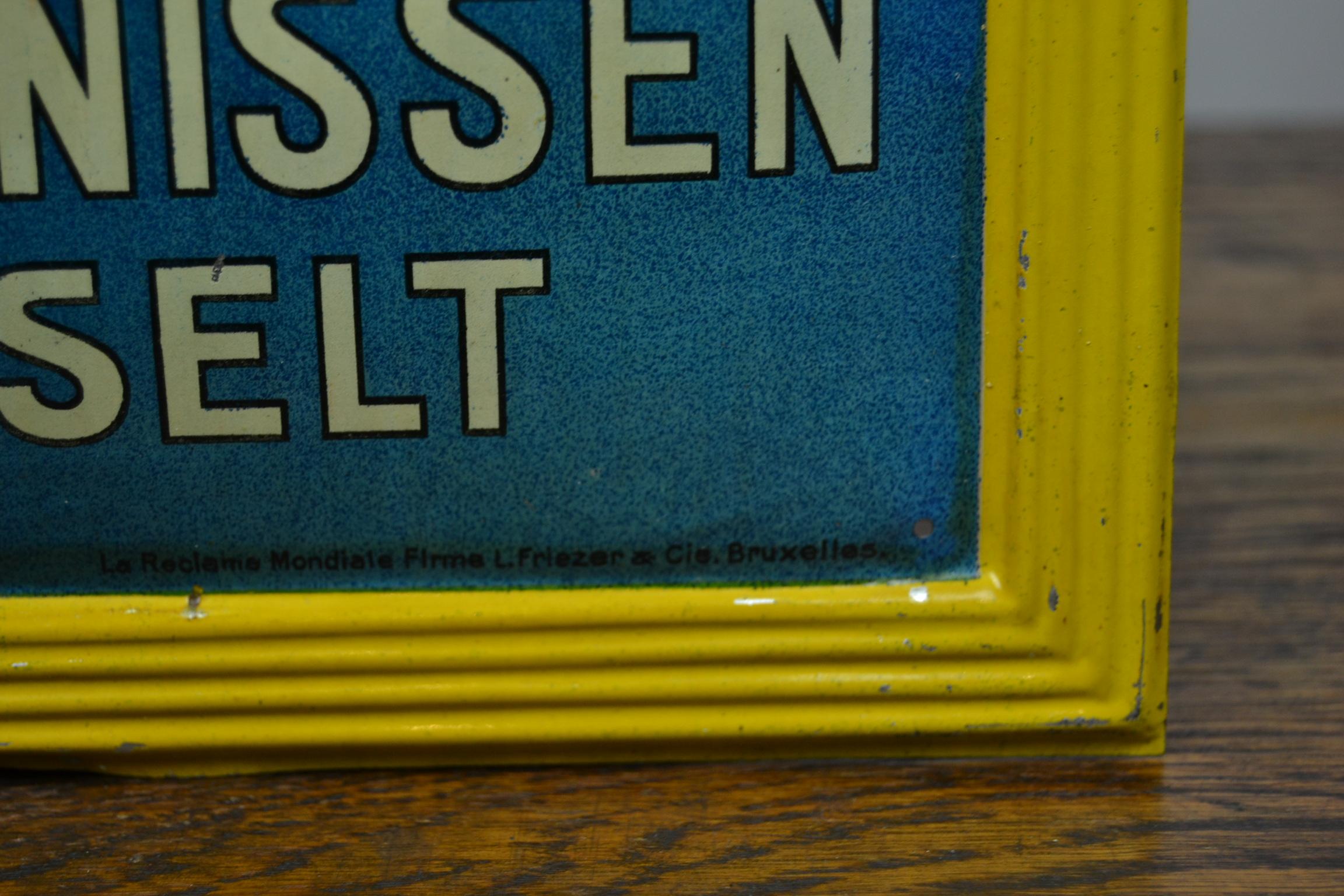 1920s Belgian Genever Tin Advertising Sign 7
