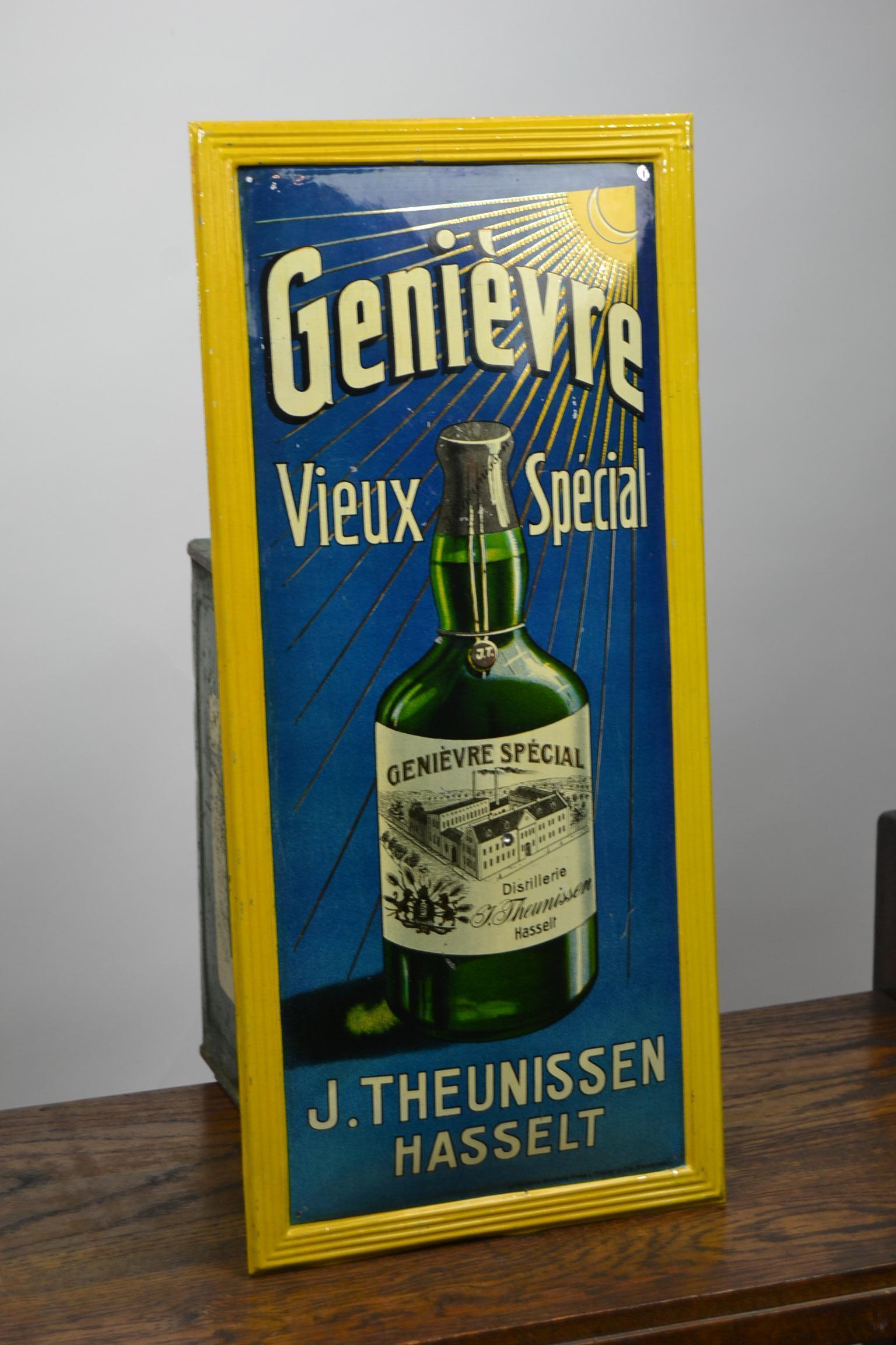 1920s Belgian Genever Tin Advertising Sign 11