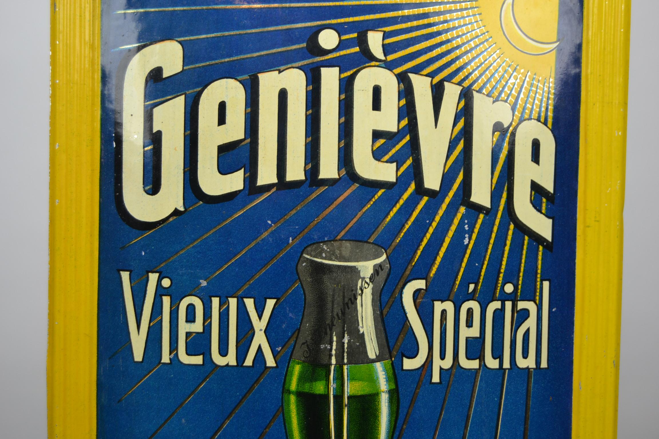 1920s Belgian Genever Tin Advertising Sign In Good Condition In Antwerp, BE