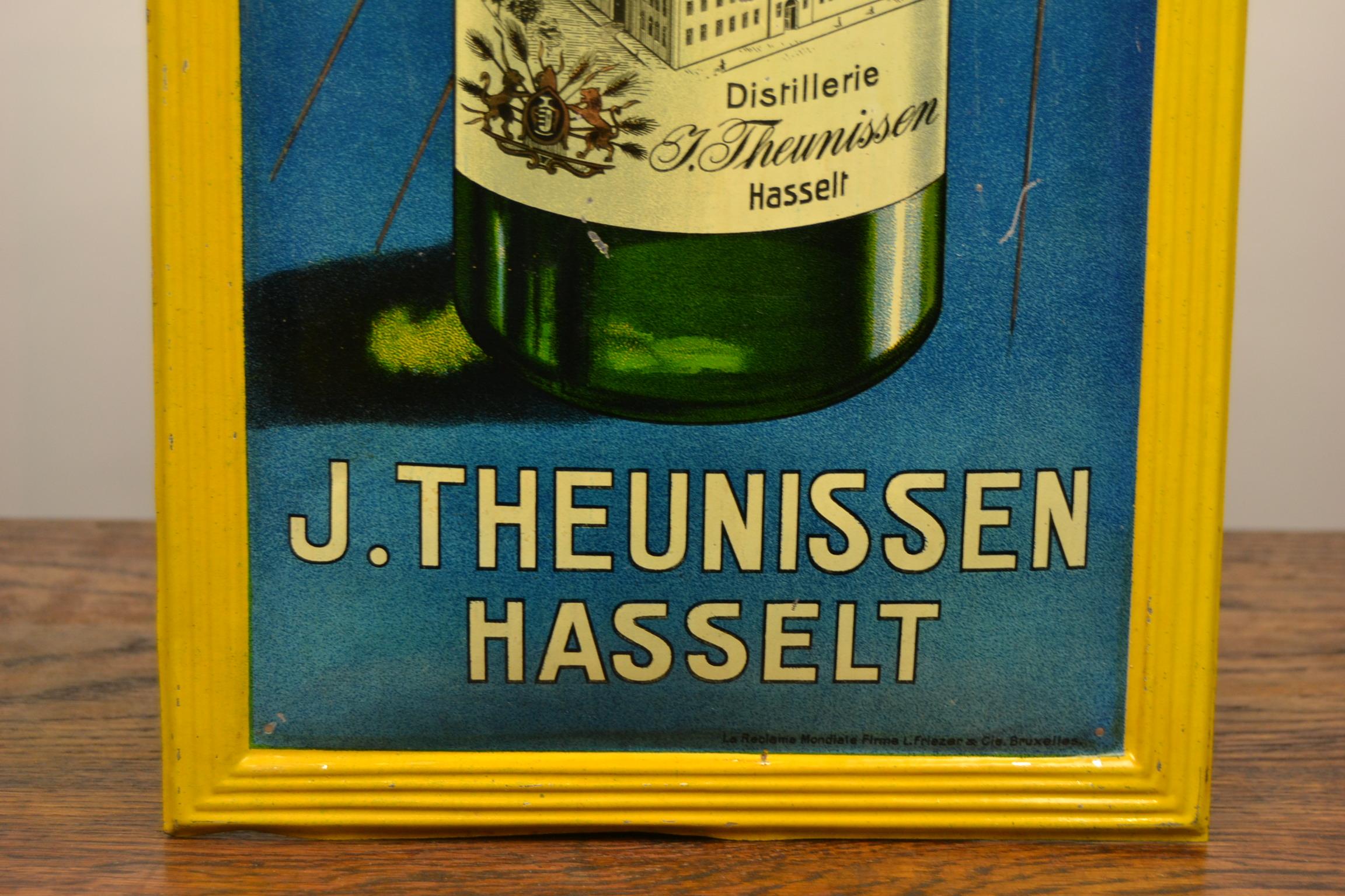 1920s Belgian Genever Tin Advertising Sign 2