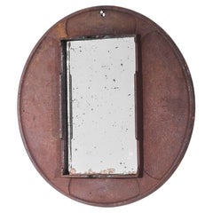 1920s Belgian Industrial Iron Mirror 