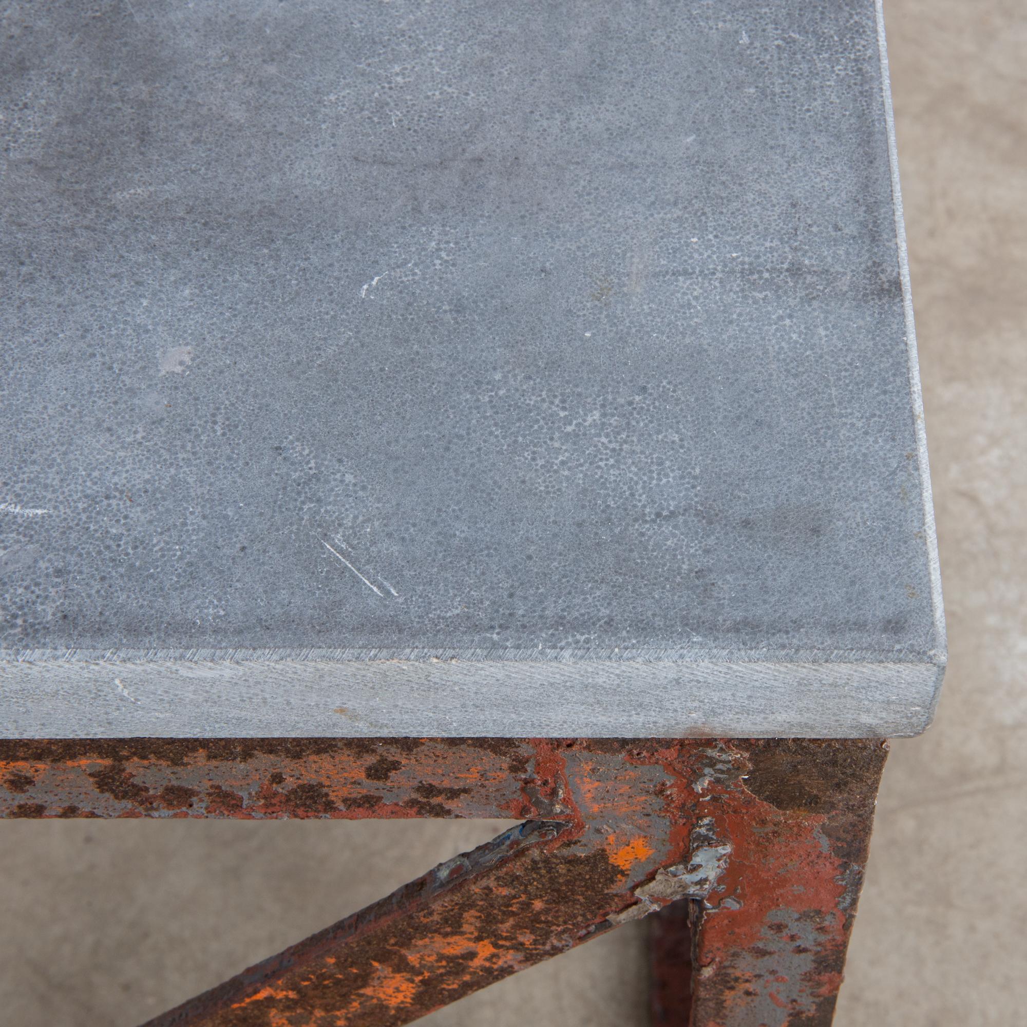 1920s Belgian Metal and Stone Side Table 1