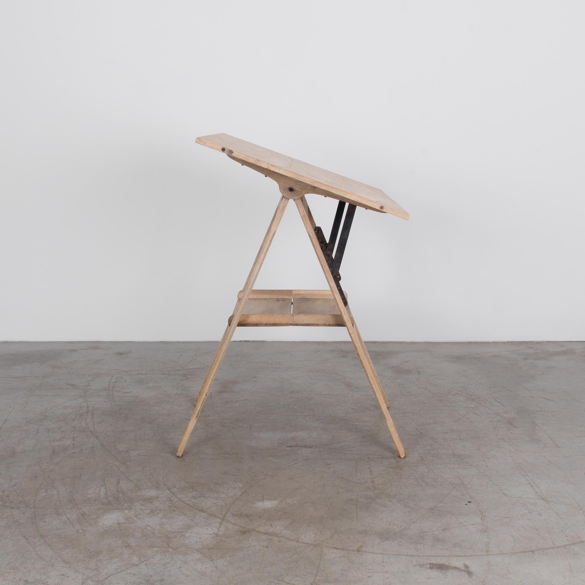 Early 20th Century 1920s Belgian Oak Drawing Table