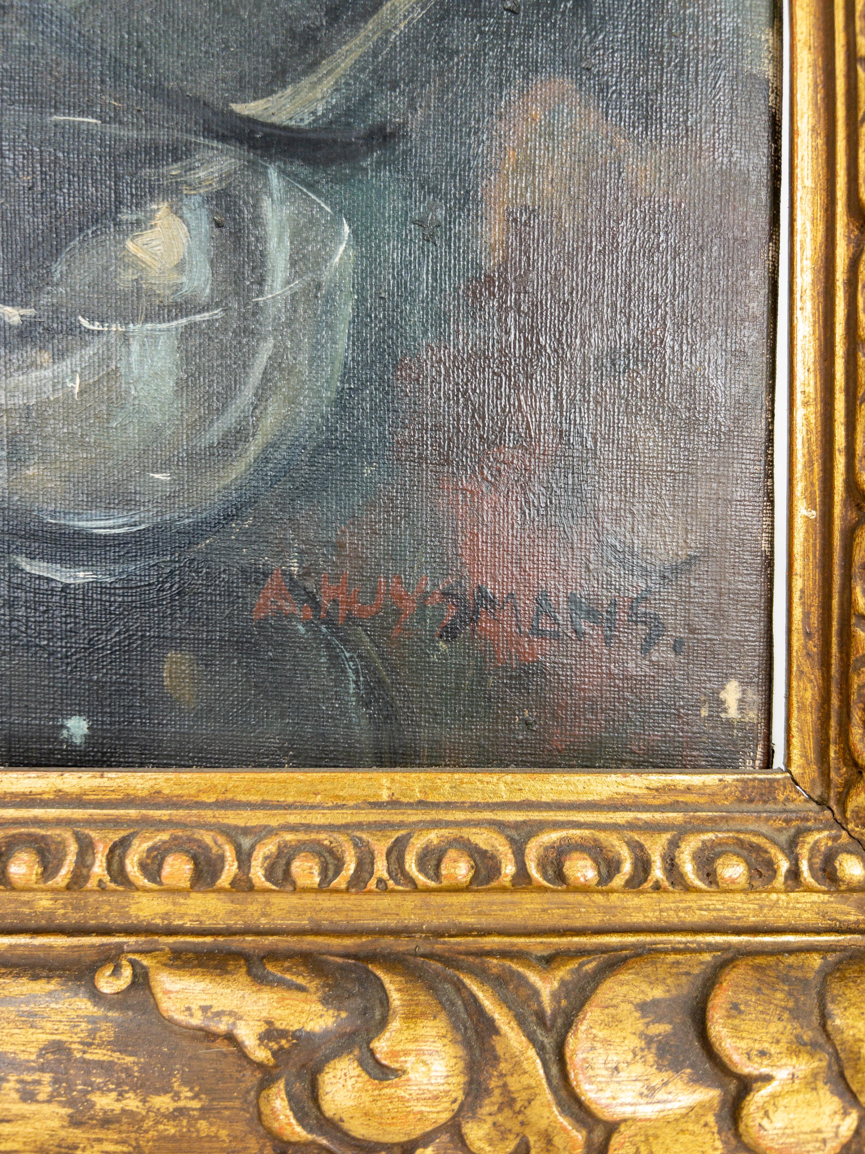Peinture belge des années 1920 à l'huile sur toile - Mallard Bon état à Houston, TX