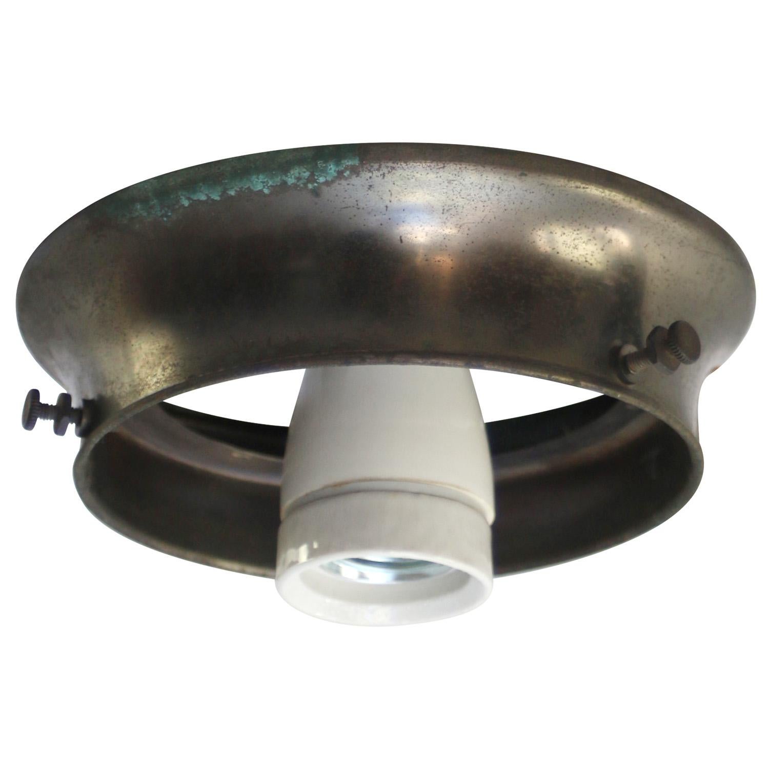 1920s Belgian White Opaline Glass Flush Mount Ceiling Lamp In Good Condition For Sale In Amsterdam, NL