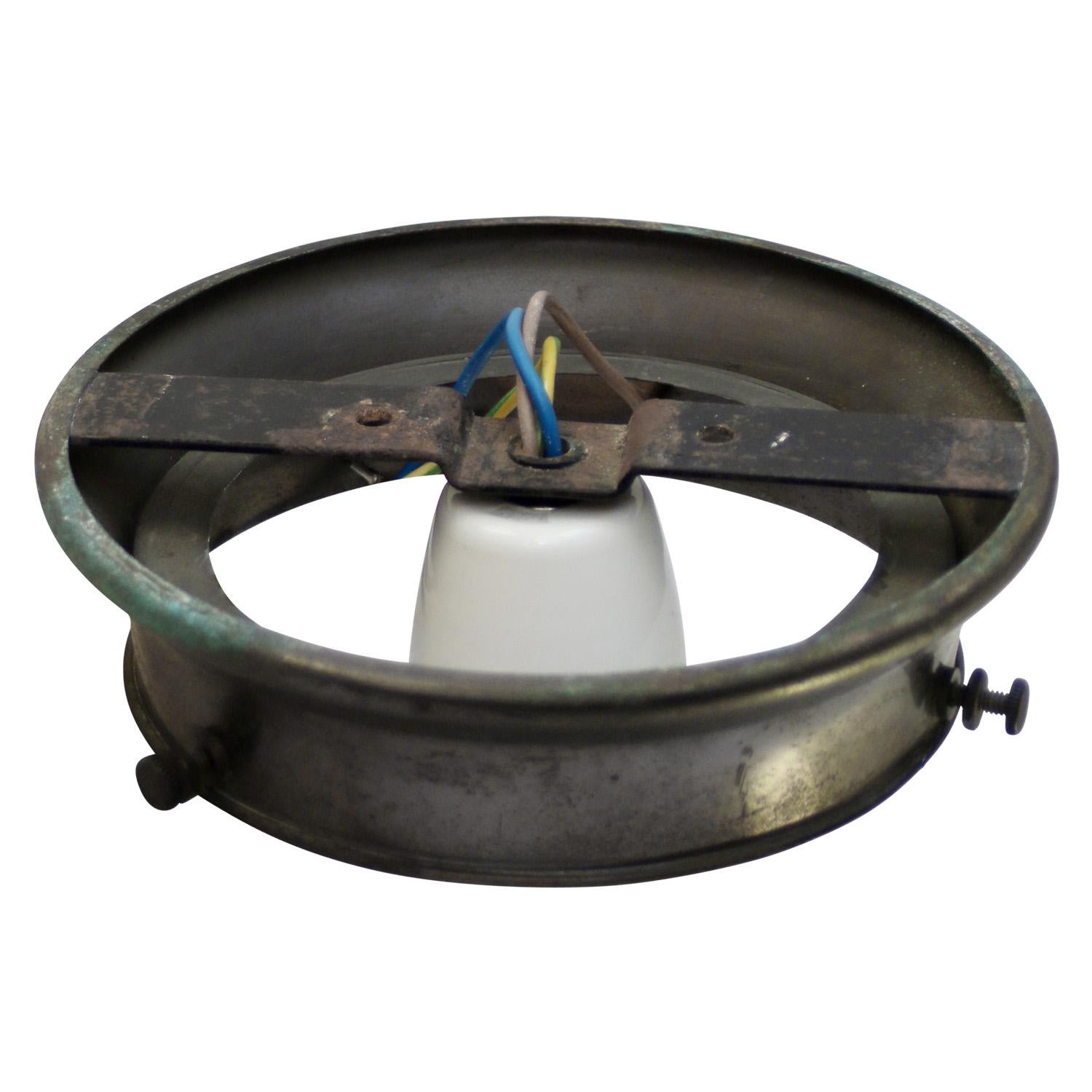20th Century 1920s Belgian White Opaline Glass Flush Mount Ceiling Lamp For Sale