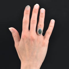 1920s Belle epoque 2.21 Carat Black Opal Diamonds Platinum Ring