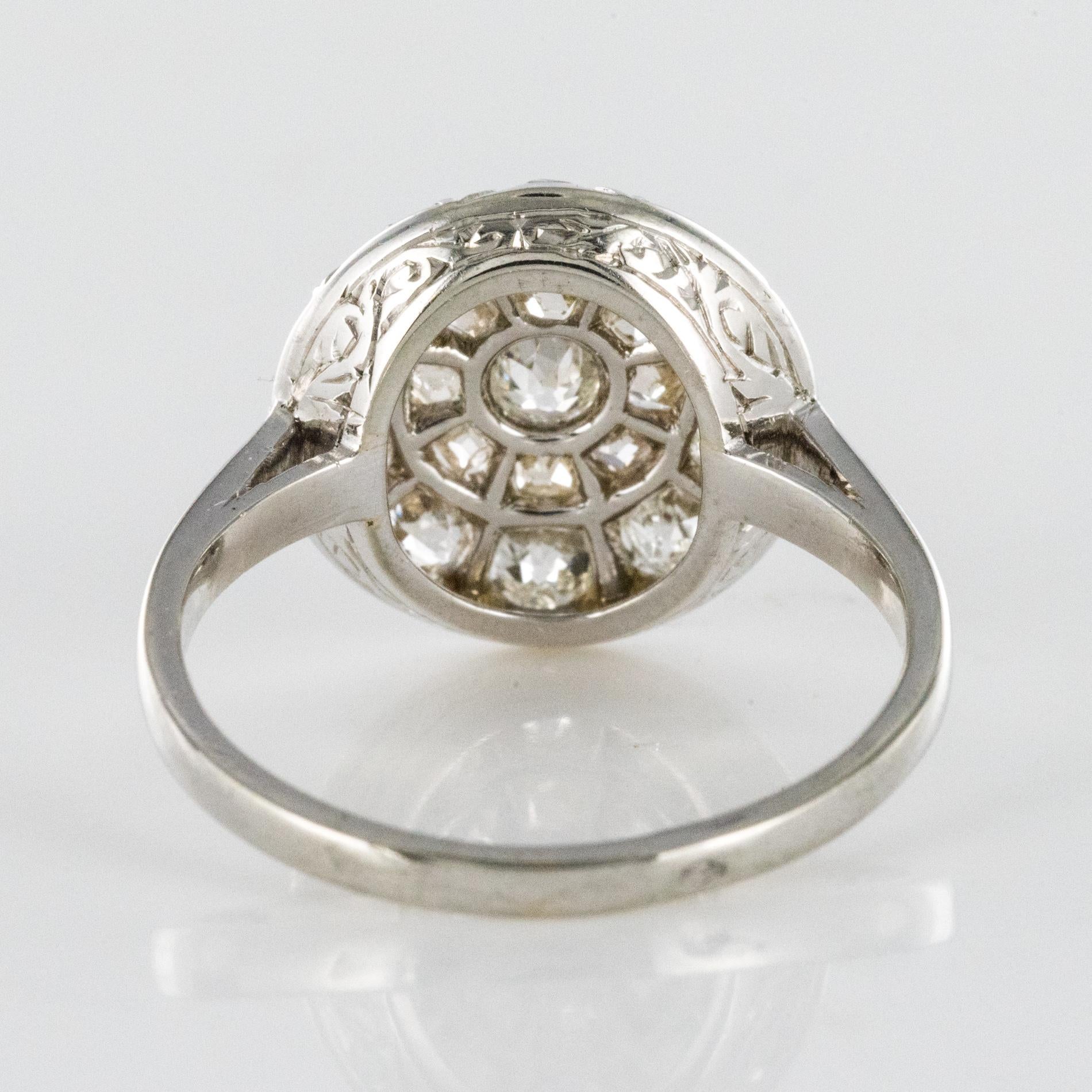 1920s Belle Époque Diamond 18 Karat White Gold Flat Round Ring 5