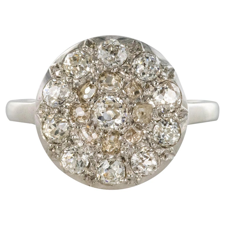 1920s Belle Époque Diamond 18 Karat White Gold Flat Round Ring at ...