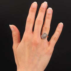1920s Belle Epoque Diamond 18 Karat Yellow Gold Swirl Ring