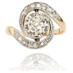 Bague tourbillon en or jaune 18 carats avec diamants de la Belle Époque des années 1920
