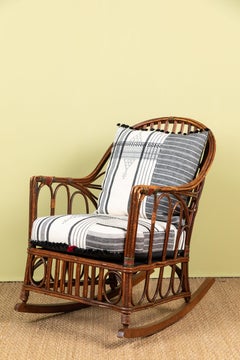 1920s Bent Wood Rocking Chair with Injiri Upholstery