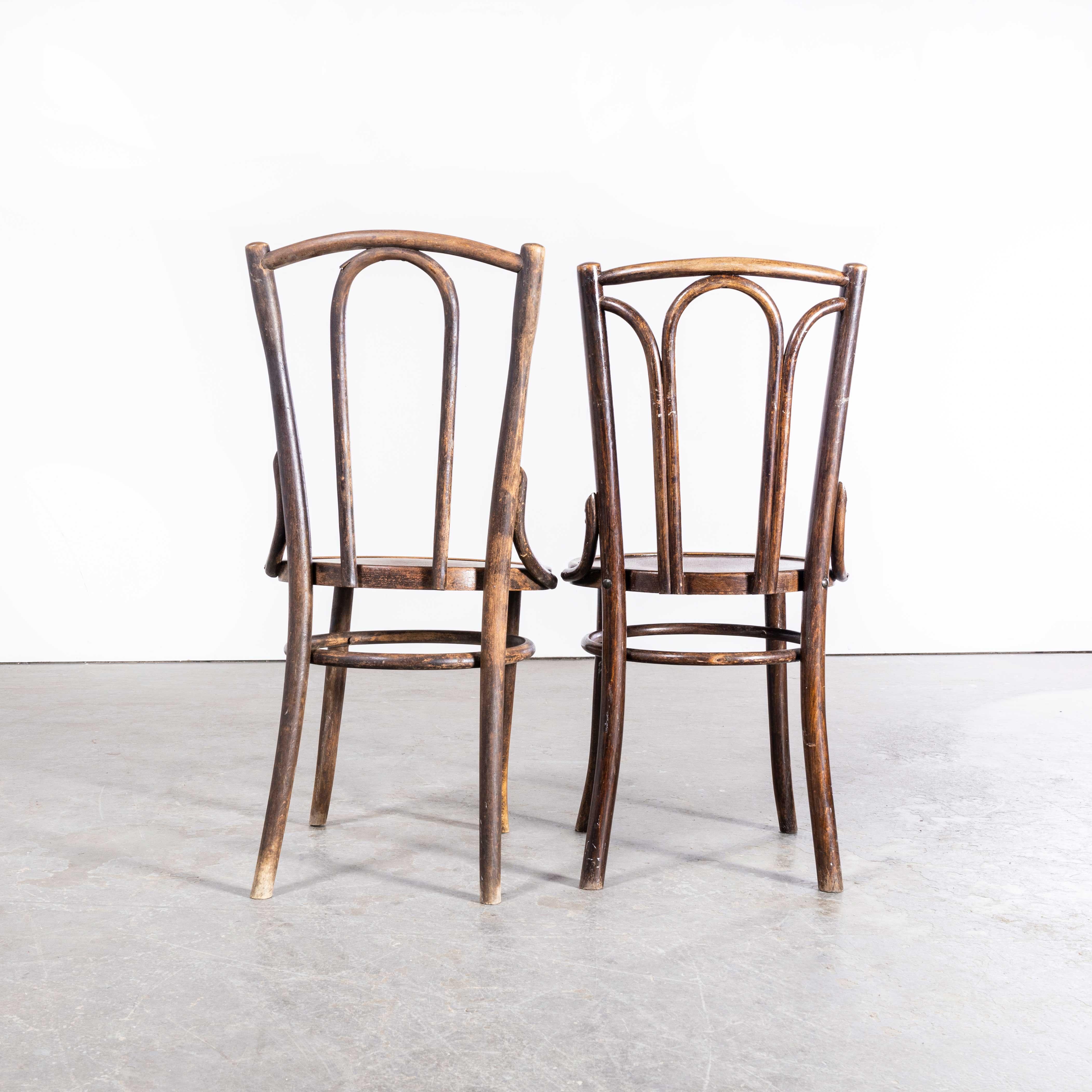 Early 20th Century 1920s Bentwood Debrecen Hoop Back Dining Chairs, Harlequin Pair