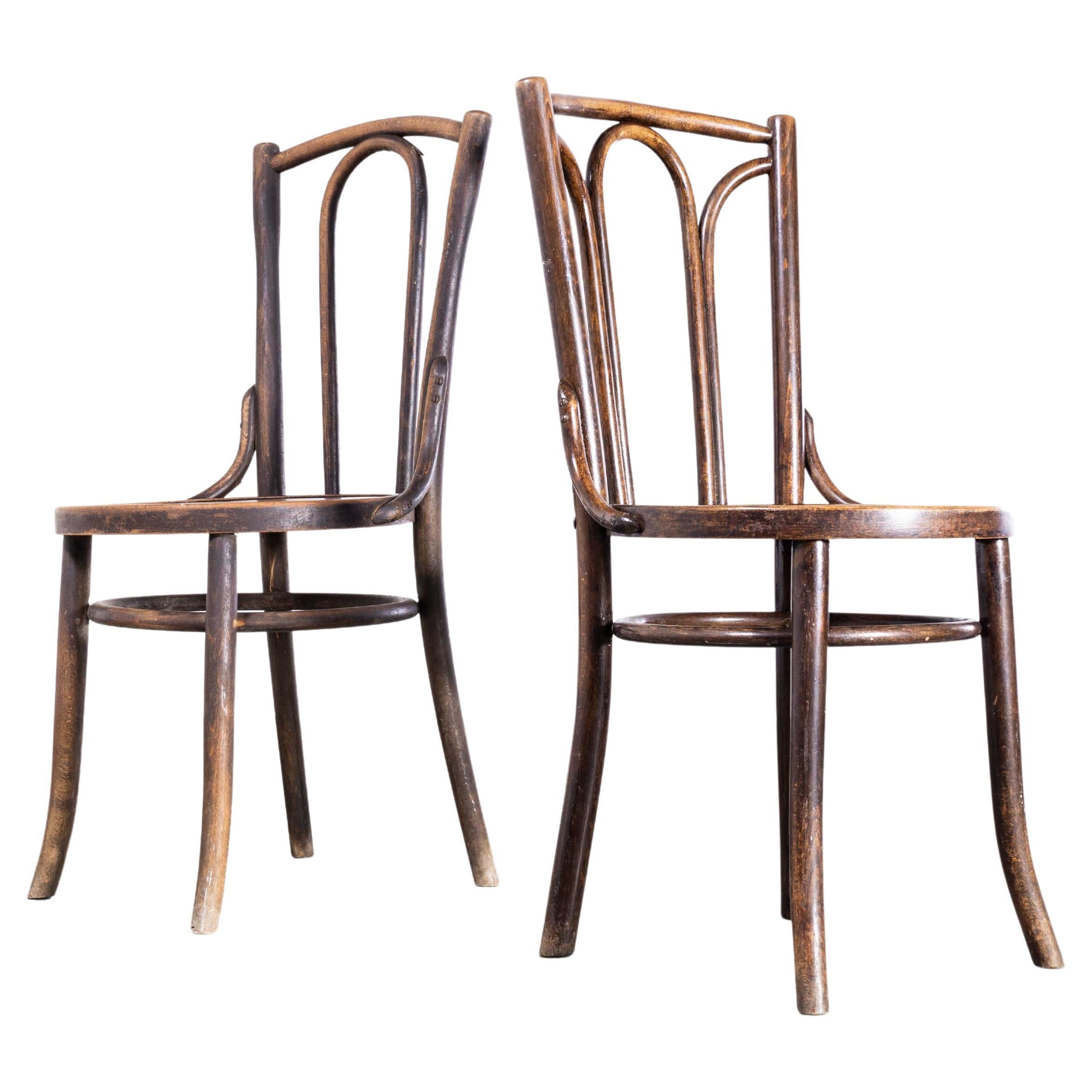 1920s Bentwood Debrecen Hoop Back Dining Chairs, Harlequin Pair