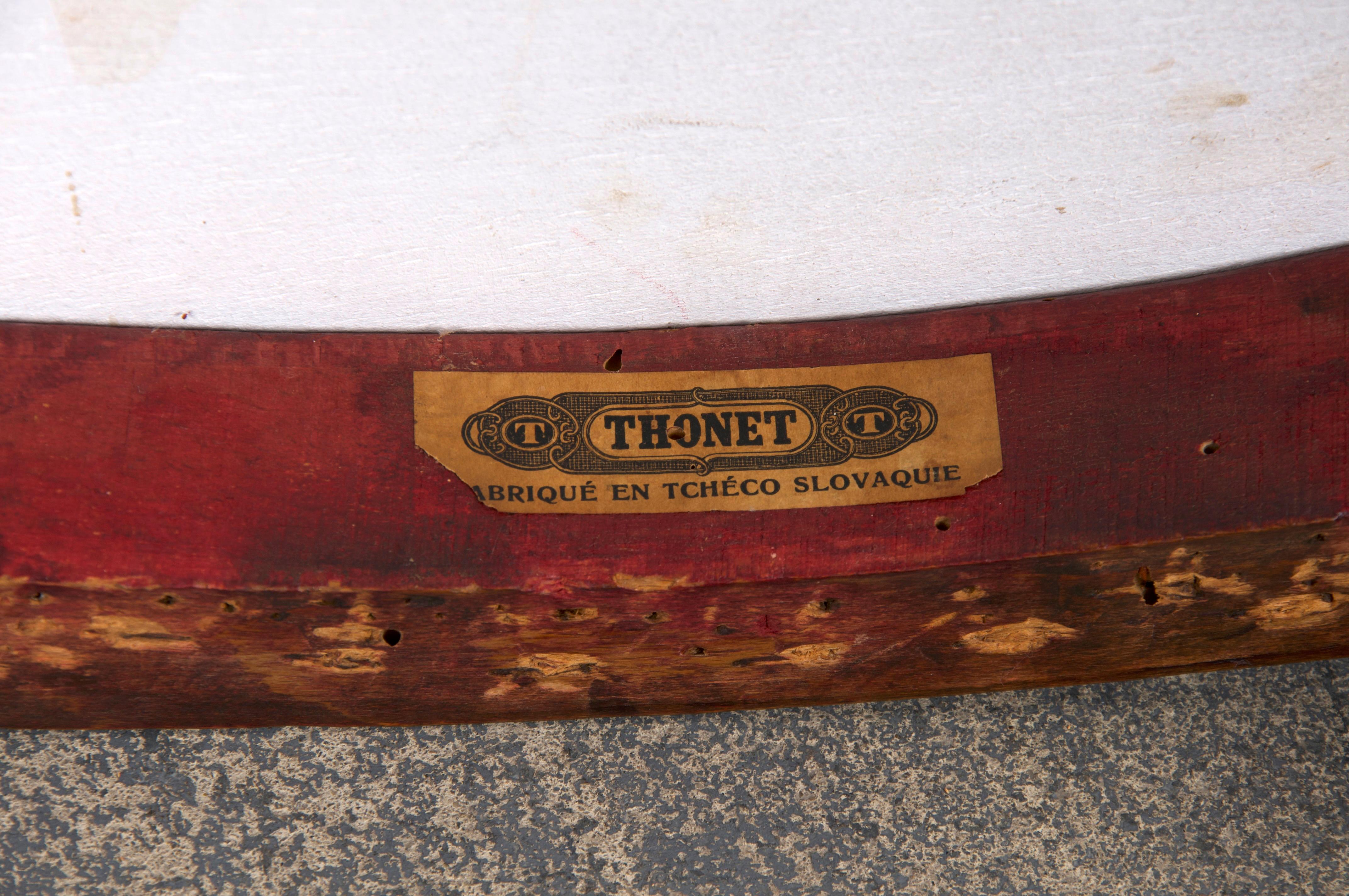 1920s Bentwood Gondola Dining Chairs W/ Blue Velvet by Thonet- Set of 6- Labeled 10
