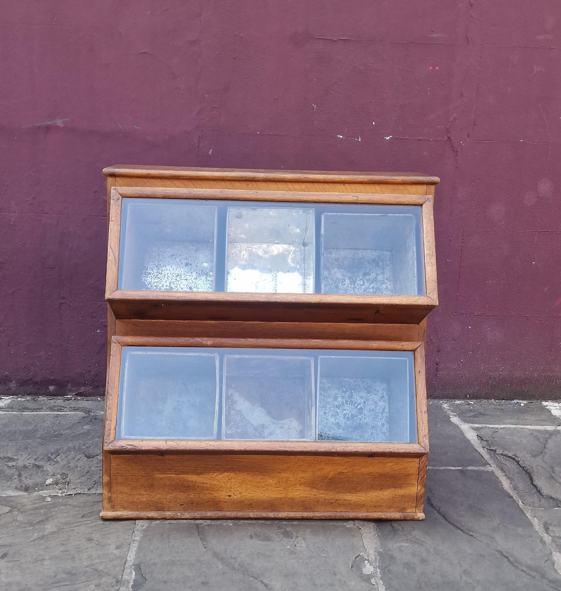 Oak 1920s Biscuit display cabinet For Sale