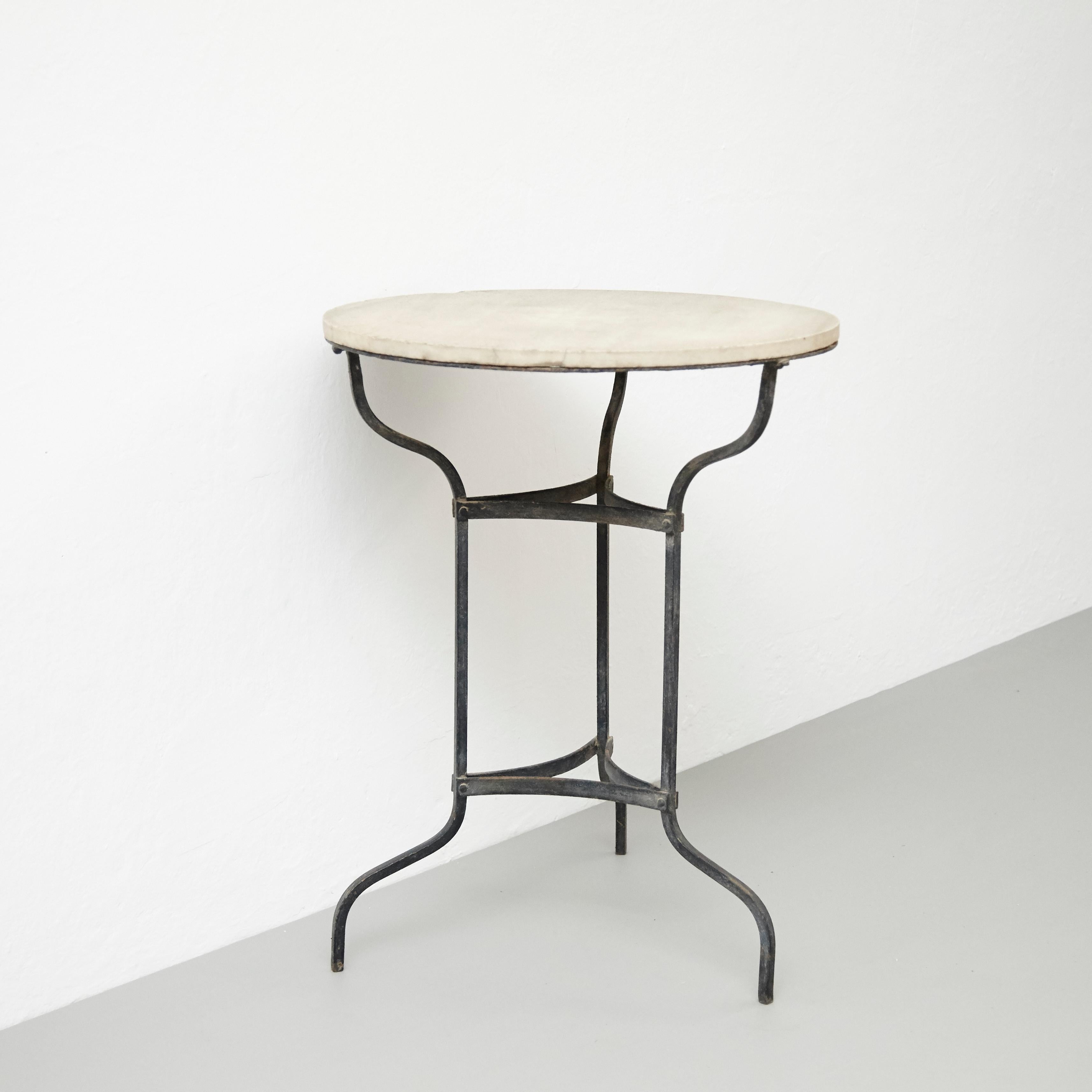 1920s Bistrot Metal and Marble French Table In Good Condition In Barcelona, Barcelona